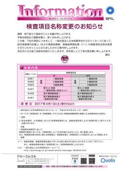 検査項目名称変更のお知らせ
