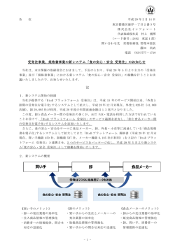 受発注事業、規格書事業の新システム「食の安心・安全