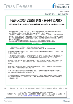 調査（2016年12月度） - リクルート住まいカンパニー