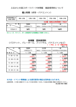 体育館 団体使用料 （バスケット、バレーボール、フットサル、バドミントン