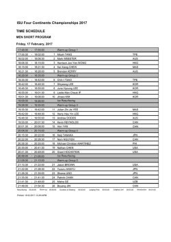 ISU Four Continents Championships 2017 TIME SCHEDULE