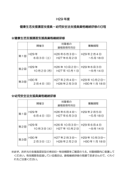 H29 年度 健康生活支援講習支援員・幼児安全法支援員資格継続研修の