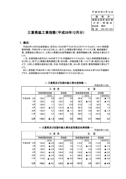 三重県鉱工業指数（平成28年12月分）
