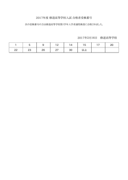 2017年度 修道高等学校入試 合格者受検番号 2017年 - Shudo
