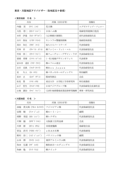 東京・大阪地区アドバイザー（各地区五十音順）