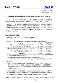 国際線旅客「燃油特別付加運賃（燃油サーチャージ）」を改定