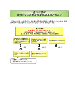豊川出張所 電話による自動音声案内導入のお知らせ