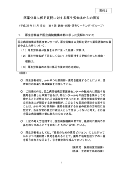 医薬分業に係る質問に対する厚生労働省からの回答