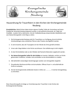 Hausordnung f&uuml;r Trauerfeiern in den Kirchen der