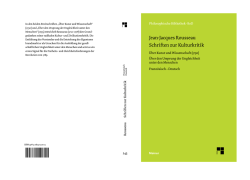 Jean-Jacques Rousseau Schriften zur Kulturkritik