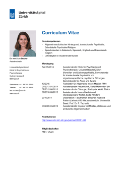 Curriculum Vitae - Klinik für Psychiatrie und Psychotherapie