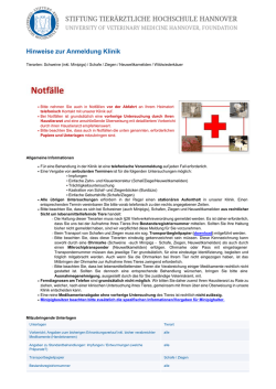 Hinweise zur Anmeldung Klinik - Stiftung Tier&auml;rztliche Hochschule