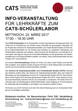 info-veranstaltung f&uuml;r lehrkr&auml;fte zum cats-sch&uuml;lerlabor