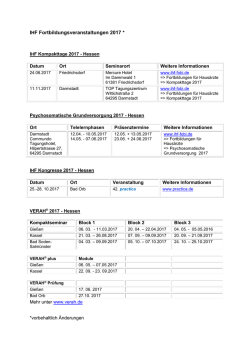 IHF Fortbildungsveranstaltungen 2017 *