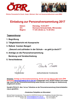Einladung zur Personalversammlung 2017