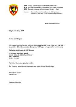 Info Kassier - SMF Schweiz