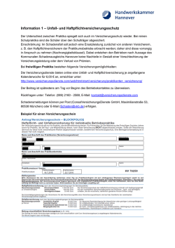 Information 1 &ndash; Unfall- und Haftpflichtversicherungsschutz