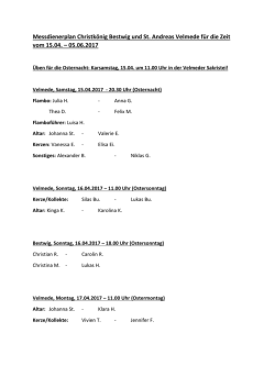 Messdienerplan für die Zeit vom 19.02.2017