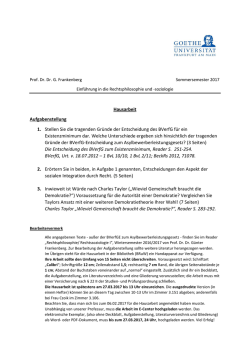 Hausarbeit Aufgabenstellung 1. Stellen Sie die tragenden Gr&uuml;nde