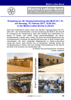 Hauptversammlung des Martin-Luther-Bund