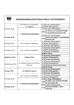 Gottesdienste vom 18.02. - Dominikanerkloster Heilig Kreuz