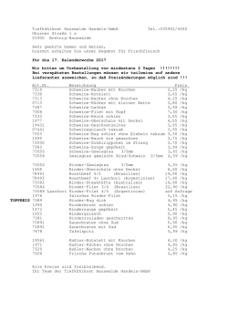 Frischfleisch-Liste  - Tiefkühlkost Hauswalde Handels-GmbH