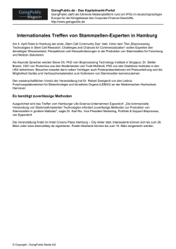 Internationales Treffen von Stammzellen-Experten