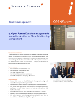 Open Forum 2016 - Schoen + Company