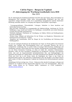 Call for Papers - Wartburg