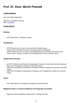 Prof. Dr. theol. Martin Petzoldt