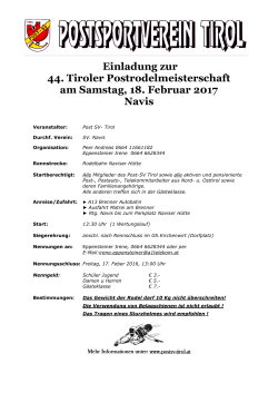 Einladung zur 44. Tiroler Postrodelmeisterschaft am