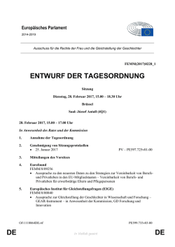 DE DE ENTWURF DER TAGESORDNUNG