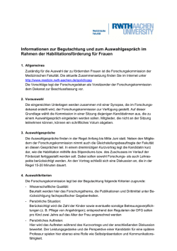 Informationen zur Begutachtung und zum Auswahlgespr&auml;ch im