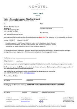 Hotel &ndash; Reservierung aus Abrufkontingent