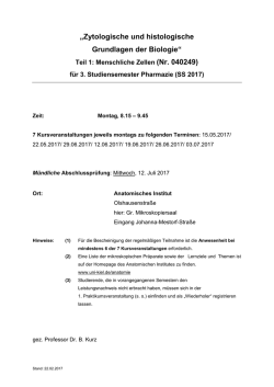 Ankündigung Praktikum Nr. 040249: "Zytologische und