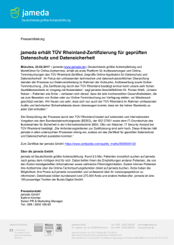 jameda Pressemitteilung_T&Uuml;V Rheinland
