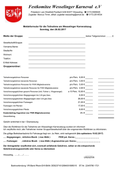 Meldeformular für Zugteilnehmer - Festkomitee Wesselinger Karneval
