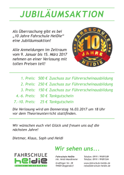 jubil&auml;umsaktion - Fahrschule HEIDIE