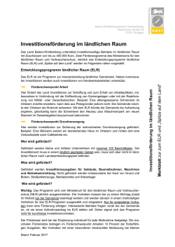 Investitionsf&ouml;rderung im l&auml;ndlichen Raum