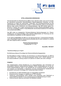 Stellenausschreibung des Bf - Bundesinstitut für Risikobewertung