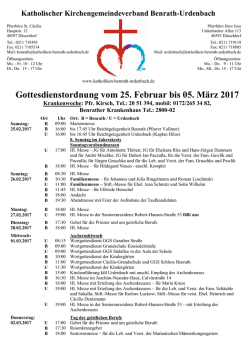 der aktuellen Pfarrnachrichten