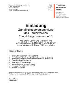 Einladungsschreiben - Förderverein Friedrichsgymnasium e. V.