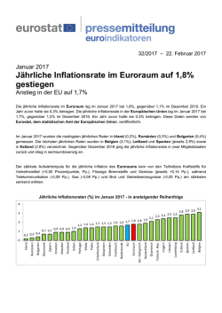 Jährliche Inflationsrate im Euroraum auf 1,8% gestiegen