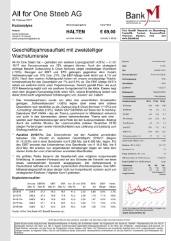 All for One Steeb AG: BankM Kurzanalyse vom