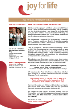 Joy for Life Newsletter 02/2017