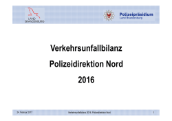 Verkehrsunfallbilanz Polizeidirektion Nord 2016