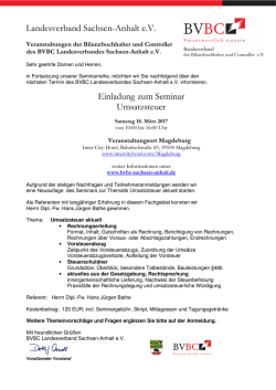 Landesverband Sachsen-Anhalt e.V. Einladung zum Seminar