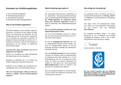 Informationsblatt zur Einf&uuml;hrungsklasse