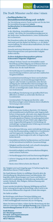 Die Stadt M&uuml;nster sucht eine / einen