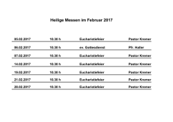 Heilige Messen im Februar 2017